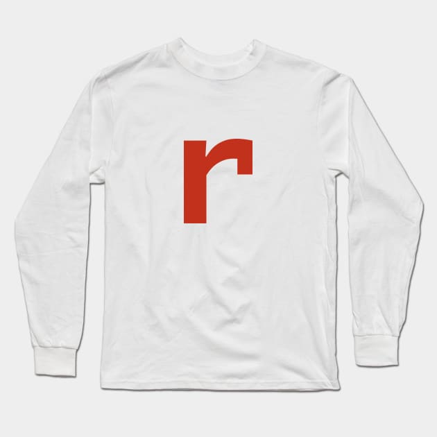 Letter r in Red Text Minimal Typography Long Sleeve T-Shirt by ellenhenryart